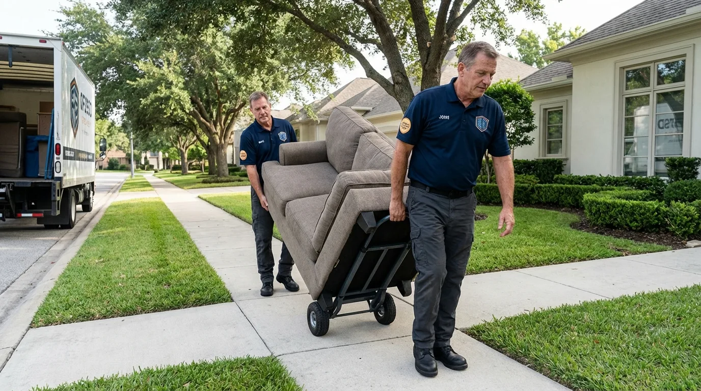 Local residential moving crew loading furniture in Pleasantville, NY